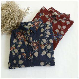 Print Drawstring Waist Long Shirt
