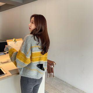 Slit-back Color-block Knit Top