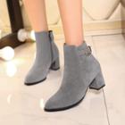 Chunky Heel Pointed Ankle Boots