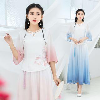 Flower 3/4-sleeve Hanfu Top