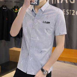 Short-sleeve Lettering Patterned Shirt