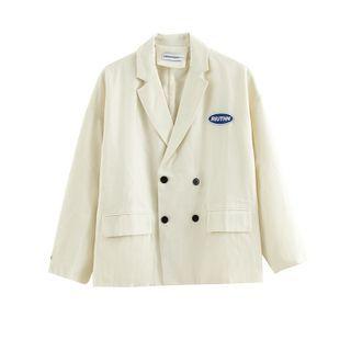 Long-sleeve Applique Double-breasted Blazer