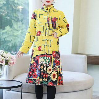Printed Midi Button Coat