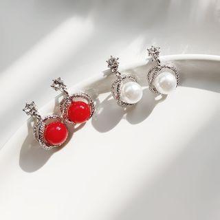 Rhinestone Pearl Earrings