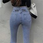 High-waist Lettering Skinny Jeans