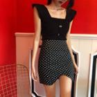 Square-neck Tank Top / Dotted Pencil Skirt