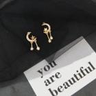 Rhinestone Moon & Star Fringed Earring 1 Pair - Silver - Gold & Silver - One Size