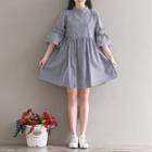 Striped 3/4 Bell Sleeve Dress