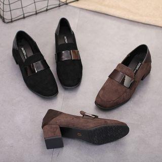 Chunky Heel Paneled Loafers