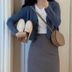 Plain Cardigan / Straight Fit Midi Skirt