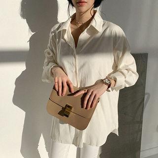 Long-sleeve Plain Shirt  Ivory - One Size