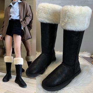 Fluffy Trim Tall Snow Boots