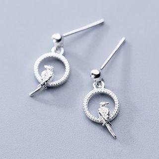 925 Sterling Silver Bird Dangle Earring 1 Pair - Silver - One Size