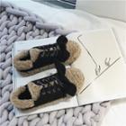 Furry-trim Bow Accent Sneakers