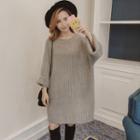 Plain Long Sleeve Loose Fit Knit Dress