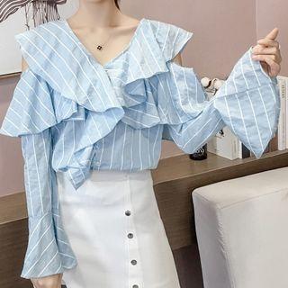 Cold Shoulder Frill-trim Blouse