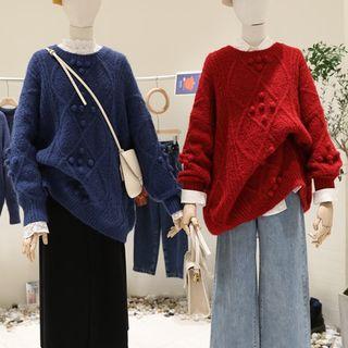 Pom Pom Cable Knit Sweater