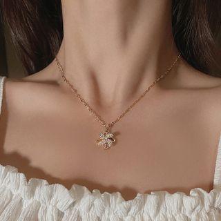 Rhinestone Windmill Necklace Gold - One Size