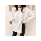 Slit-side Basic T-shirt White - One Size