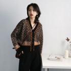 Printed V-neck Cardigan As Shown In Figure - One Size