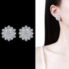 Rhinestone Earring 1 Pair - Sterling Silver Stud - Silver - One Size