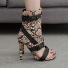 Python Print High-heel Short Boot Sandals