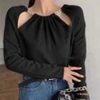 Chain Strap Cut-out Knit Top