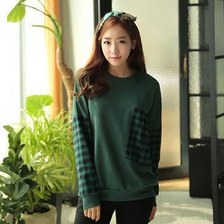Plaid Pocket Sweatshirt