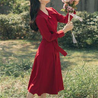 Tie-waist Midi A-line Shirtdress