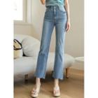Scallop-hem Straight Leg Jeans