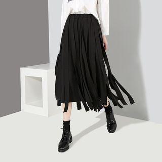 Asymmetric Midi Skirt Black - One Size