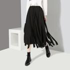 Asymmetric Midi Skirt Black - One Size