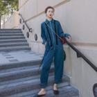 Long-sleeve Zip-up Jumpsuit