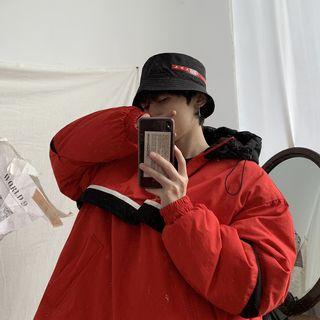 Color Block Half Zip Padded Hoodie