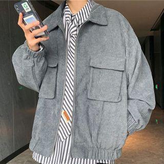 Collared Corduroy Zip-up Jacket
