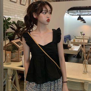 Frill Trim Sleeveless A-line Top