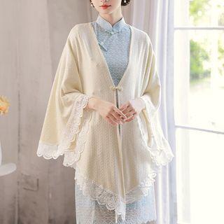 Lace Trim Cape Off-white - One Size