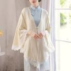 Lace Trim Cape Off-white - One Size