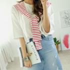 Tie-front Striped Detail T-shirt