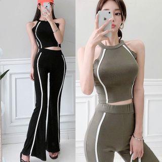 Set: Halter Top + Boot-cut Pants