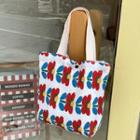 Floral Print Tote Bag Red Flowers - White - One Size