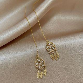 Rhinestone Alloy Dream Catcher Dangle Earring 1 Pair - Silver Stud - As Shown In Figure - One Size
