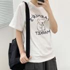 Short-sleeve Koala Printed T-shirt / Plain Shorts