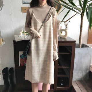 Turtle Neck Long Sleeve Top / Plain Sleeveless Dress