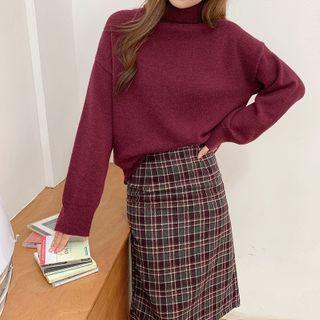 Turtleneck Sweater / Plaid Skirt / Set