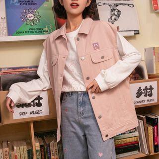 Cartoon Print Buttoned Vest