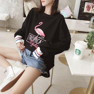 Flamingo Embroidery Sweatshirt