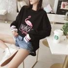 Flamingo Embroidery Sweatshirt