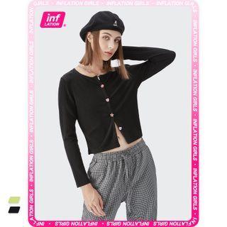 Button-details Cropped Light Cardigan