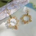 Rhinestone Drop Earring 1 Pair - 14k Gold Needle - Gold - One Size